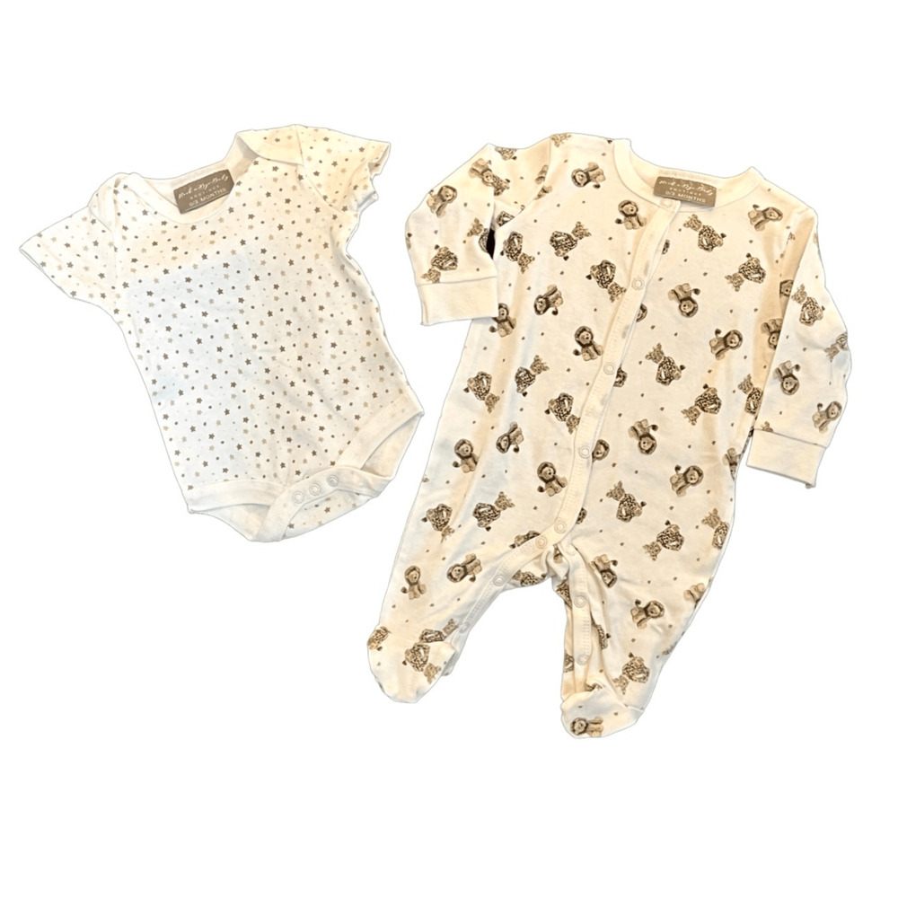 Rock a Bye Baby Lions Sleeper &‎ Cream Stars Bodysuit 0-3 months Babycore Outfit